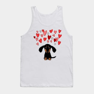 Cute Dachshund Puppy Dog with Valentine Hearts Tank Top